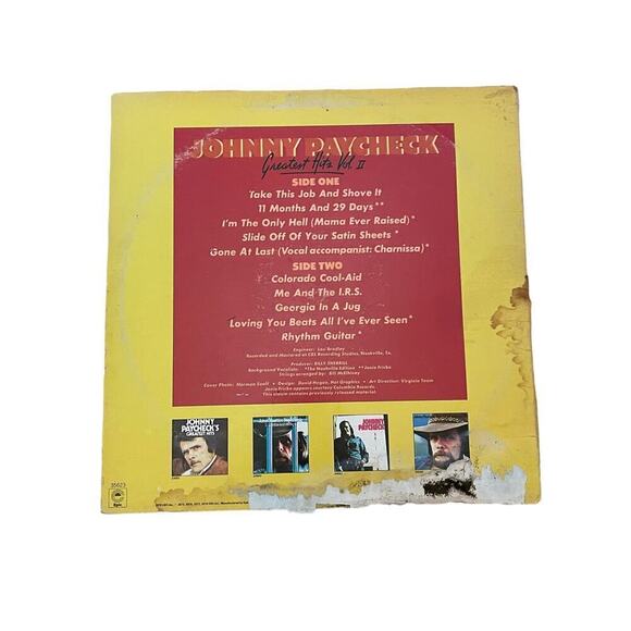 Vintage Johnny Paycheck Greatest Hits Vol. II. Vinyl Record. - Picture 2 of 3